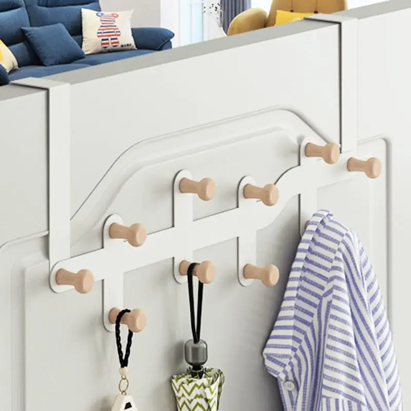 Wood Hooks Over The Door Home Bathroom Organizer Rack Clothes Coat Hat Hanger New Bathroom Kitchen Accessories Holder Door Hang