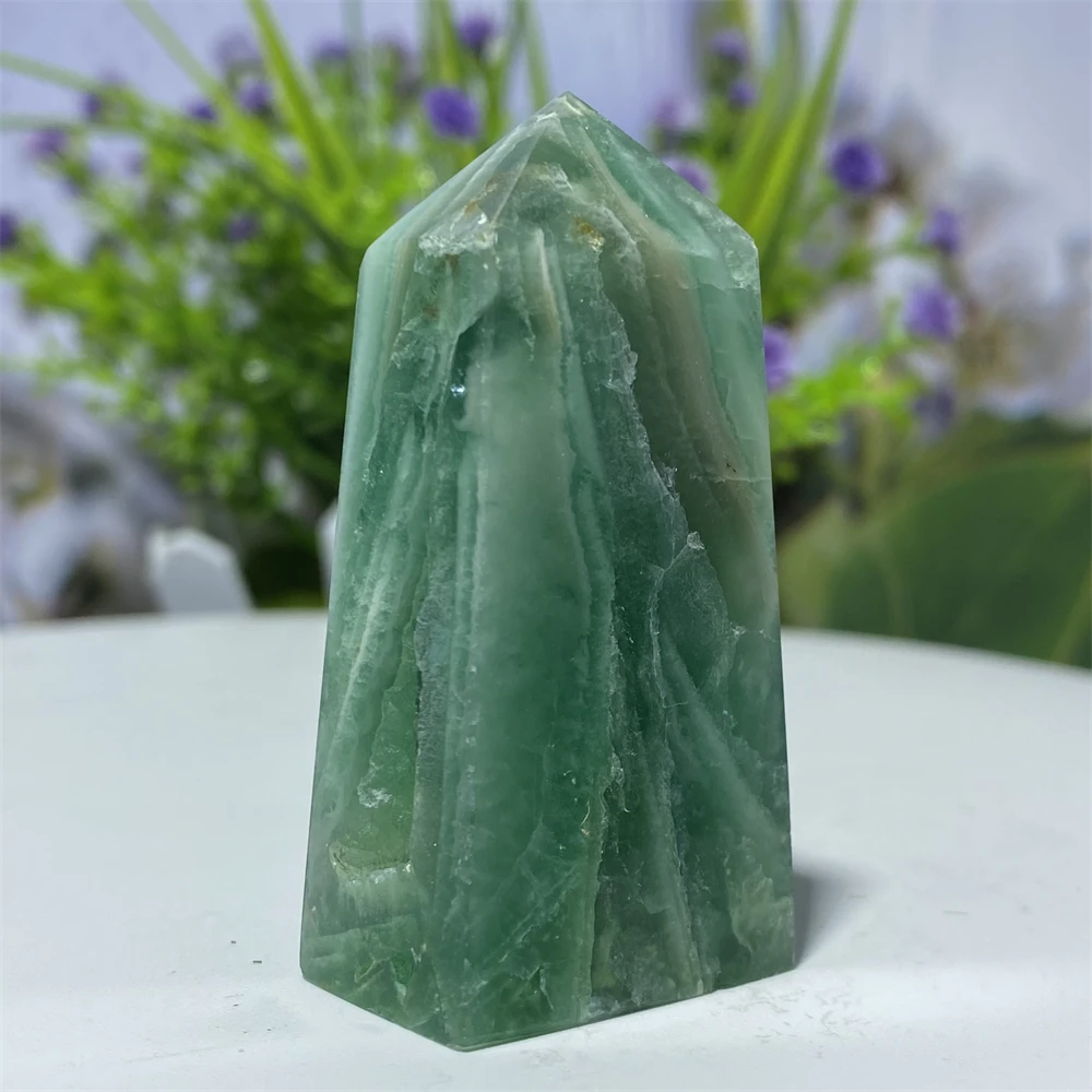 Green Moonstone Natural  Crystals Gem Minerals Quartz Specimen Square Pointed Column Tower Tourmaline Spiritual Meditation