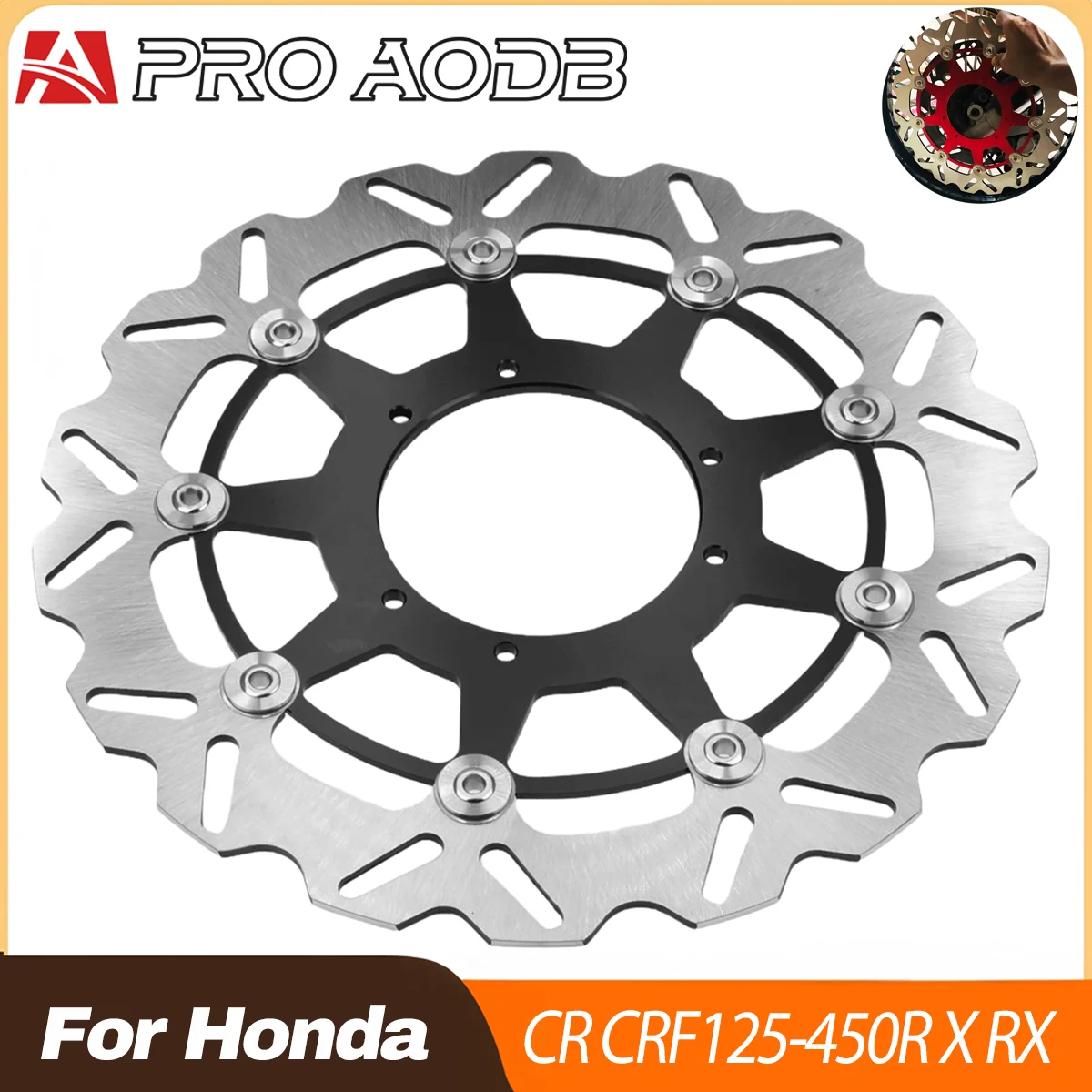 Front 320mm Floating Brake Disc With Caliper Adaptor Bracket Compatible With HondaCR CRF Series CR150-250 CRF450R/X/RX Dirt Bike