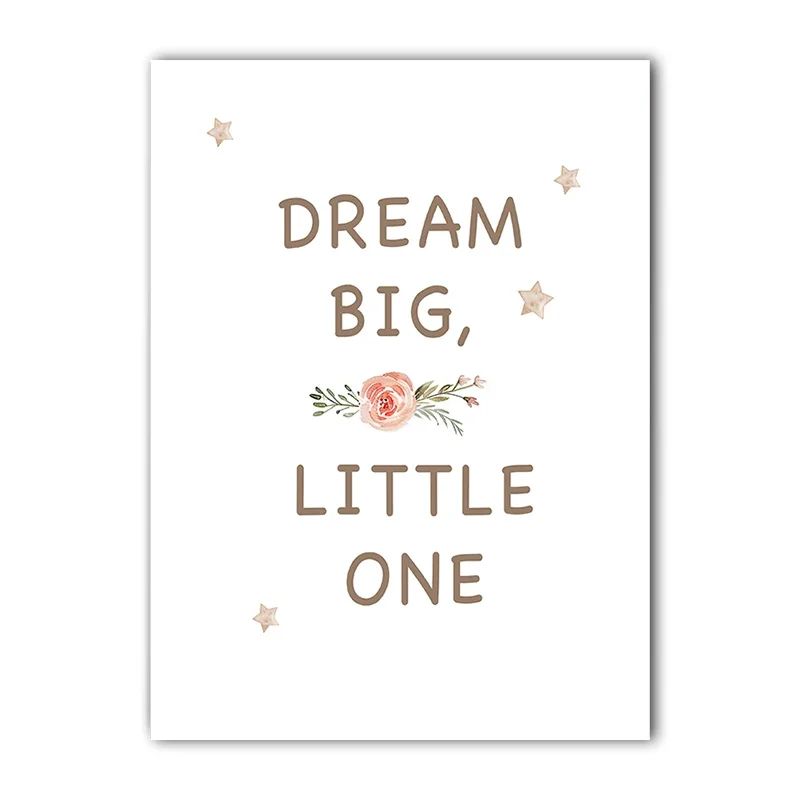 Cute Teddy Bear Moon Flowers Quote Canvas Painting Wall Art Poster Print for Nursery Kids Boy Girl Bedroom Home Decor