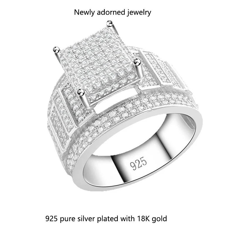 

European and American Hip Hop stylish and powerful hip-hop ring, made of S925 silver with D-color moissanite, suitable for both