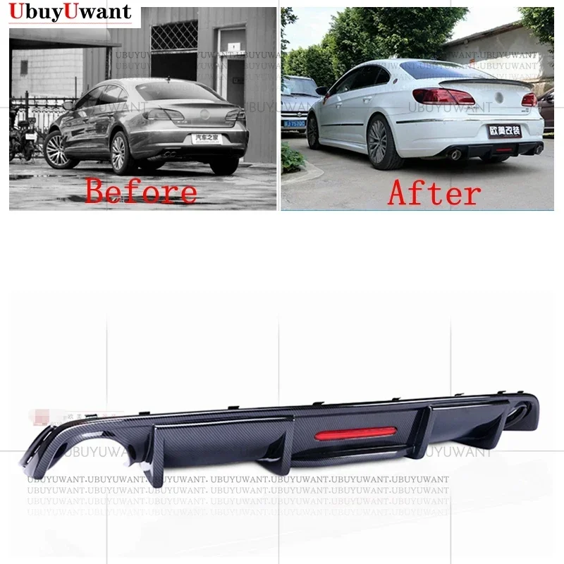 Gloss Black Car Accessorise Rear Bumper Lip Diffuser Covers Spoiler Shark Style For Volkswagen VW Passat CC Sandard 2013-2017