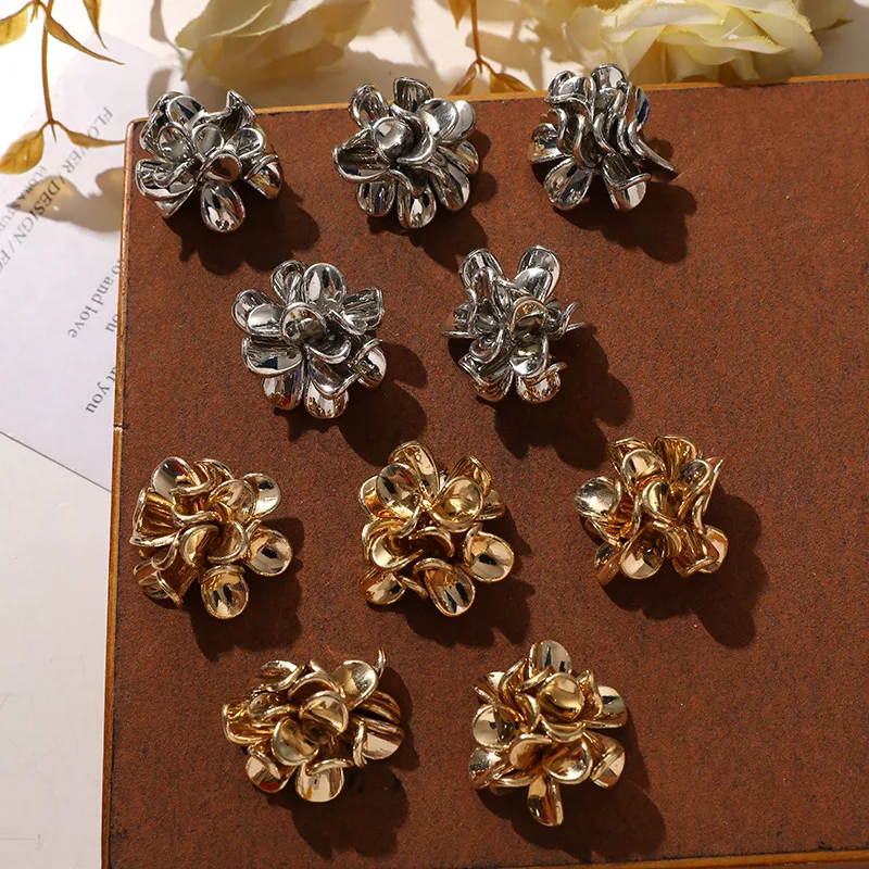 Clog Shoe Charms 1 Pc French Vintage Gold Flower Clear Crystal Jelly Resin Premium Elegant DIY Korean Princess Daily Shoe Decor
