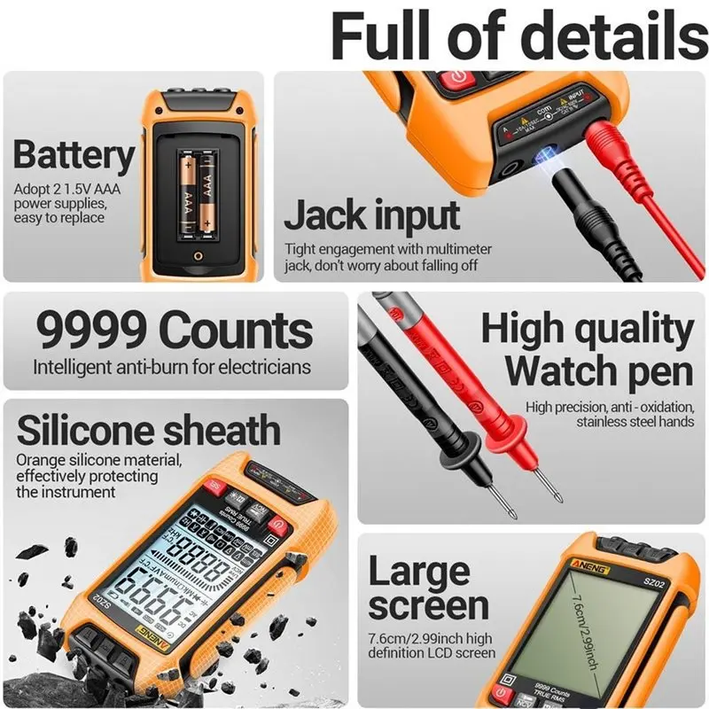 【CUSTOMER FAVORITE】 Digital Multimeter Auto Electrical Test Tool Temp Resistance Auto Electrical Test Tool