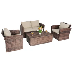 5pcs Luxury Patio Furniture Set Garden Furniture Outdoor Rattan Sofa