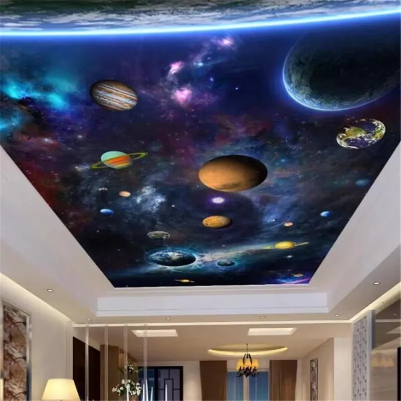 

Custom wallpaper 3d photo mural dazzling planet living room hall bedroom ceiling zenith mural space planet wallpapers Home decor