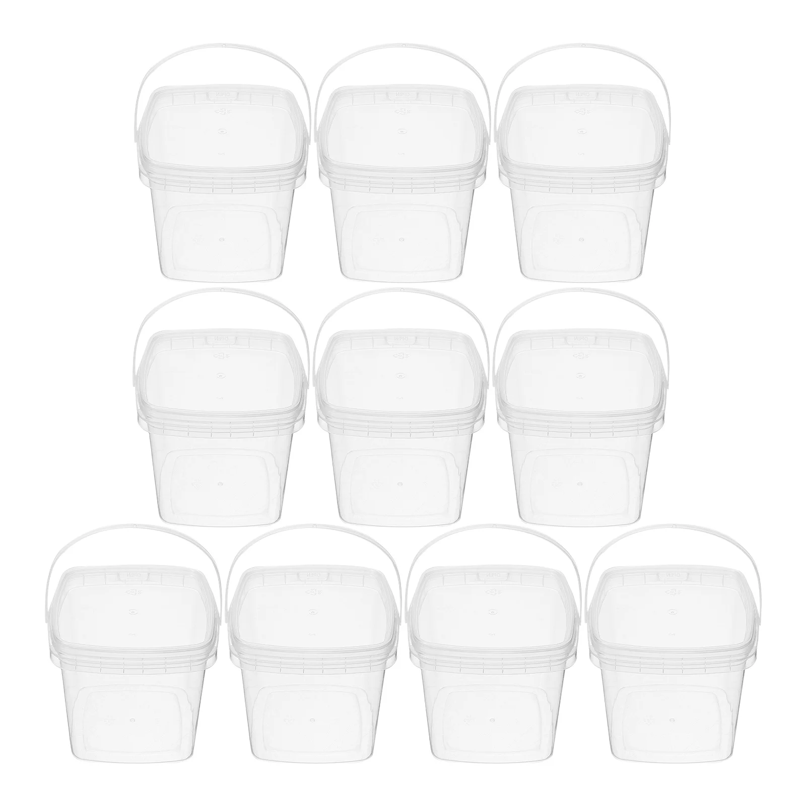 

10pcs Clear Square Bucket 1000ml for Ice Cream Storage Reusable Mini Container Transparent Kitchen Containers Storing Jam Yogurt
