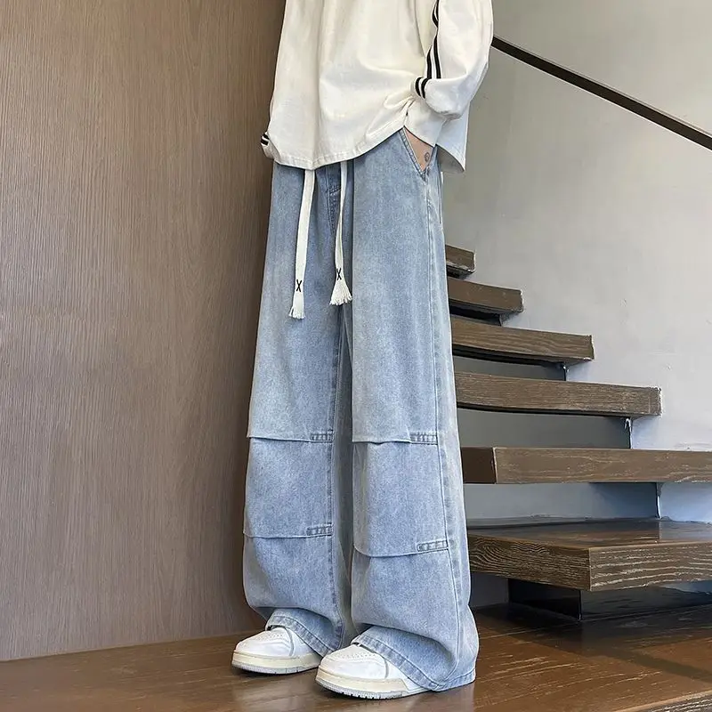 Teen Boys Baggy Jeans Men Loose Fit Denim Pants 2026 New High Street Hip Hop Style Long Trousers Male Clothing
