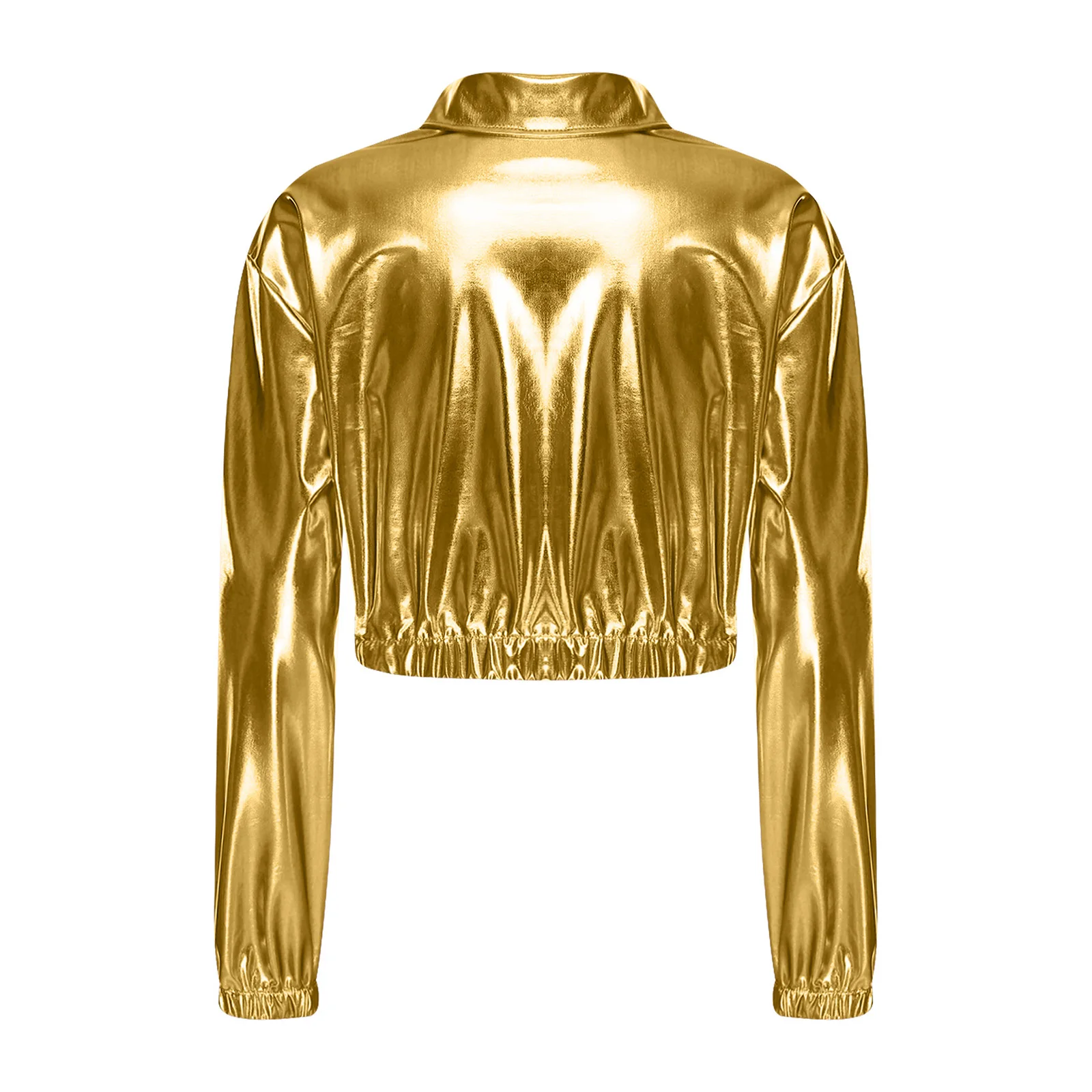 

Women High Look Cropped Jacket Coats Long Sleeve Chest Flap Pockets Outerwear Biker Motor Jacket for Club Party Night Out Coats