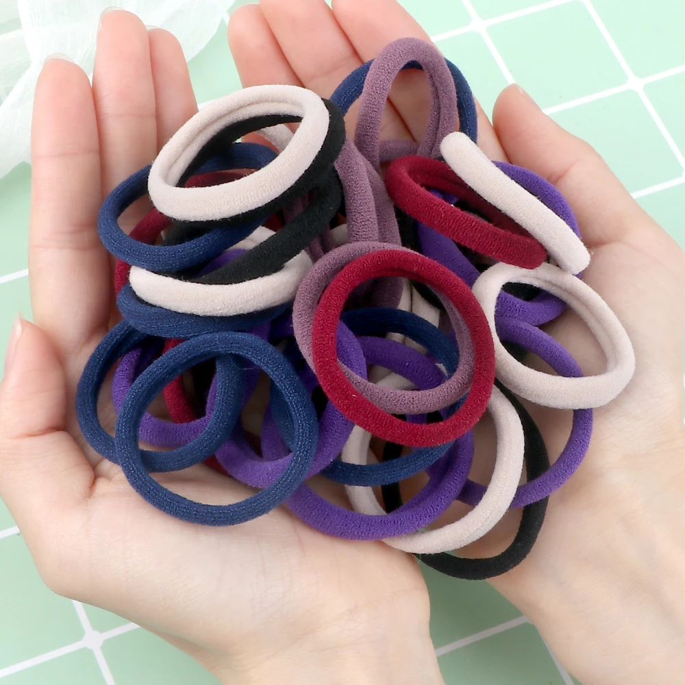 20–100 Stück schwarz grau große Haarbänder für Frauen, nahtloser Pferdeschwanz, modisch, reine bunte Gummibänder, Haarring, Mädchen-Haar-Accessoire – Detail 13
