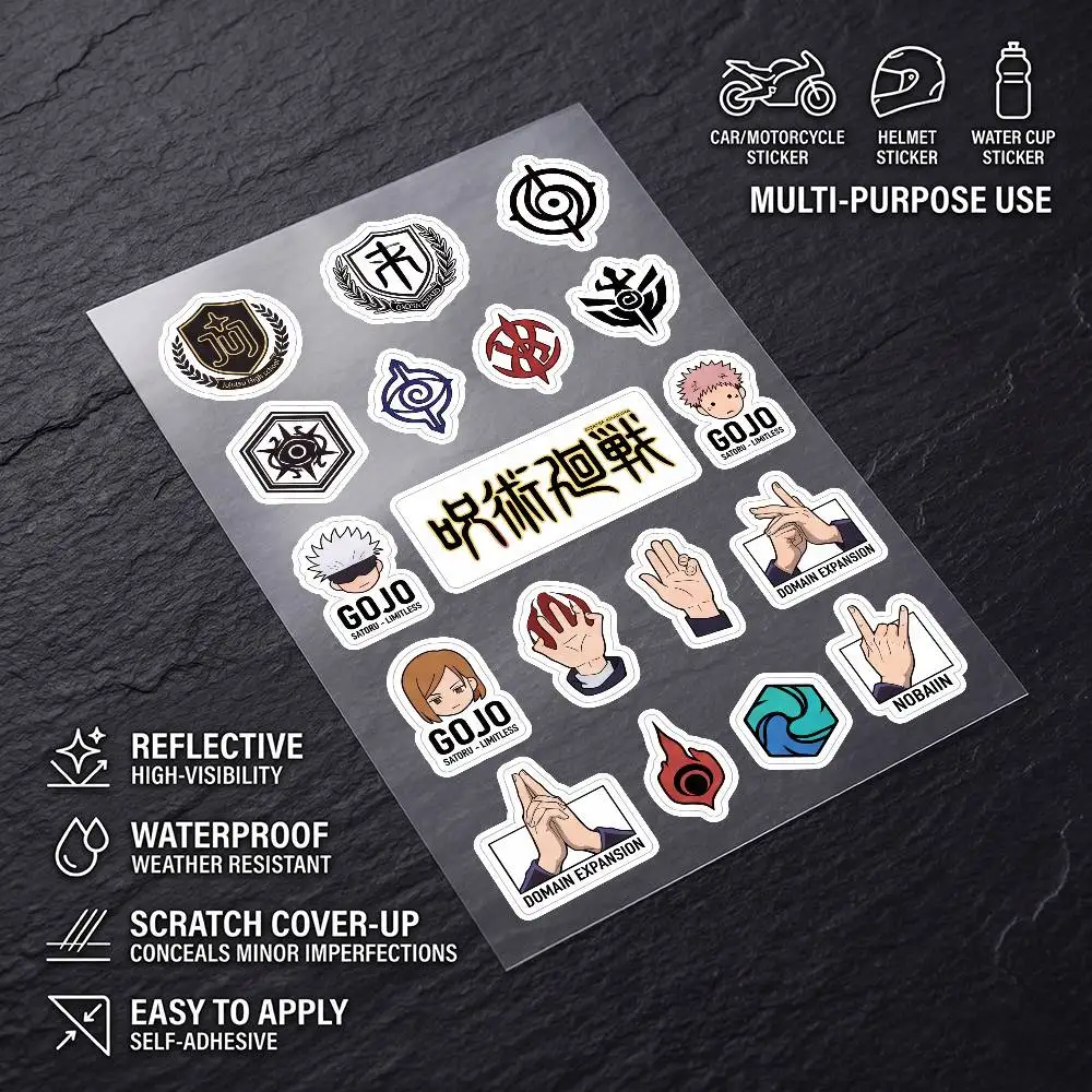 

Jujutsu Kaisen High Visibility Reflective Waterproof Decal Scratch Hide Sticker Fit Car Motorcycle Helmet Refrigerator