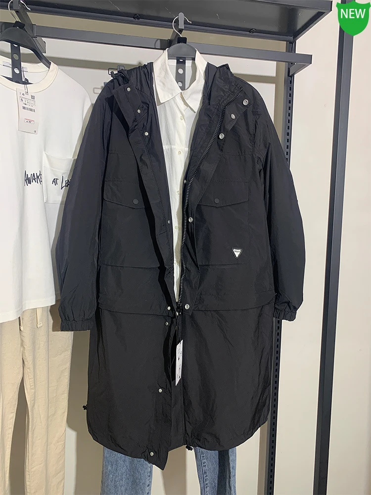 

Мужская демисезонная куртка-парка 2-в-1 средней длины на молнии с капюшоном, повседневная, свободного кроя, для молодежи