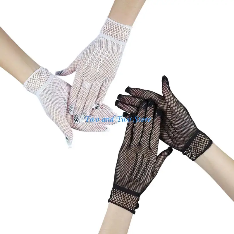 

HX6F Stretchy Sheer Gloves Sun Summer Short Gloves for Outdoor Formal Occasion Wedding Party Accessory