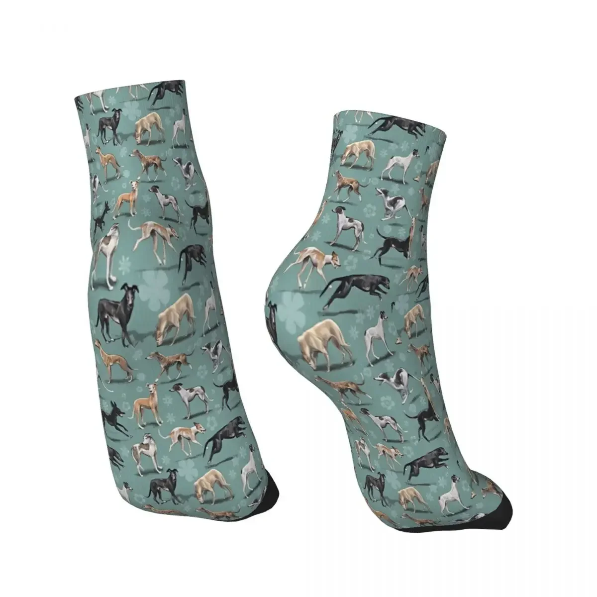 Green Geryhound Greyhounds Dog Ankle Socks Male Mens Women Summer Stockings Polyester