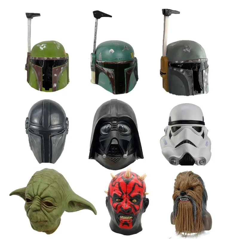 

Star Wars Helmet Mask Full Head Latex Mask Yoda Master Mandalorian Helmet Boba Fett Darth Maul Halloween Party Movie Fans Gift