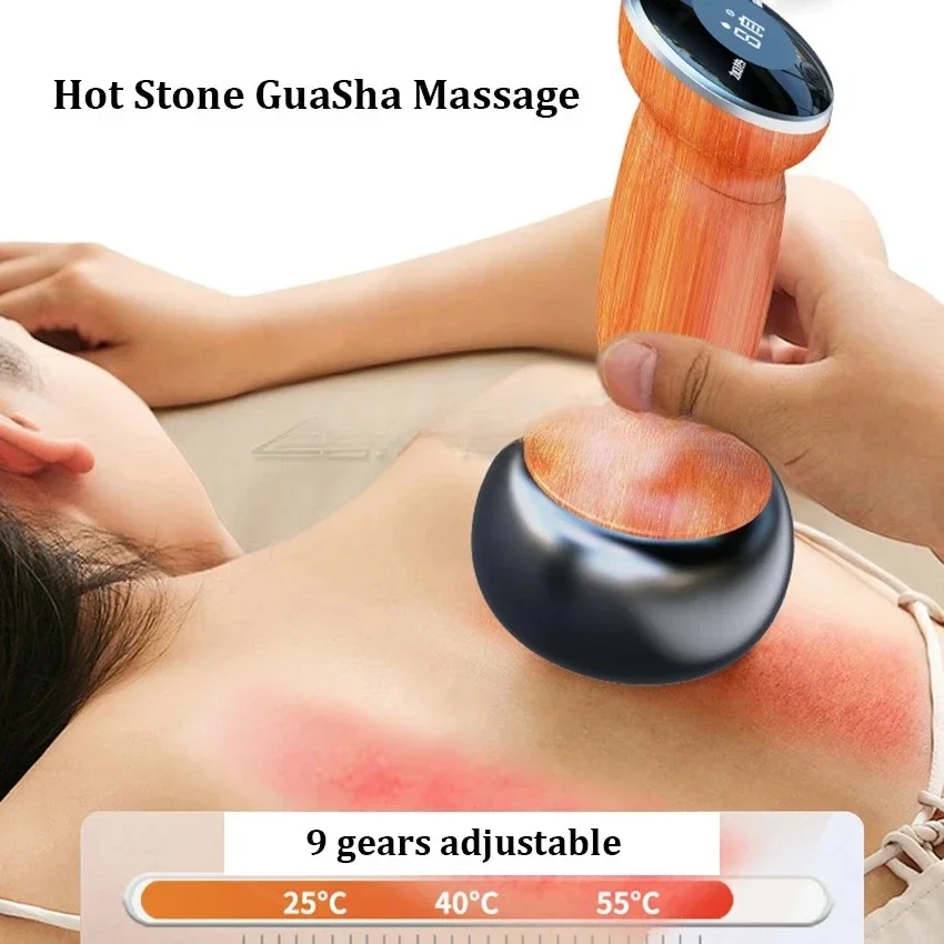 Customizable Electric Hot Stone GuaSha Massager Skin Scraping Back Neck Massage Shock Relax Muscles Bian