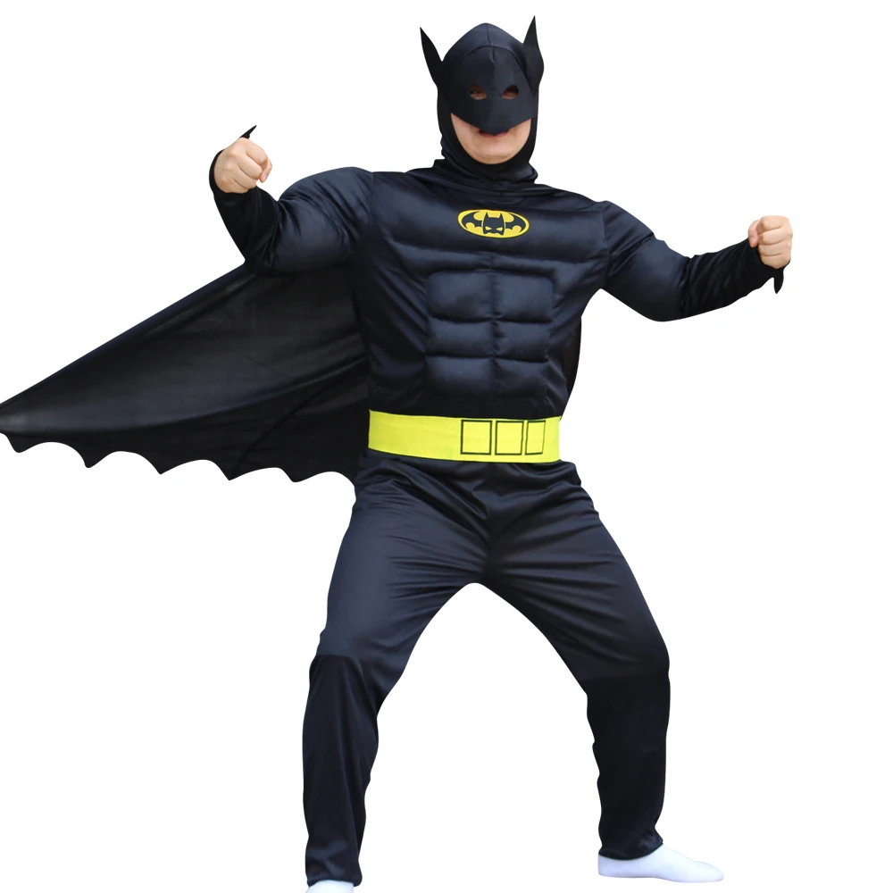 فستان مناسبات الحفلات للبالغين من B a t man مع قناع عباءة مكون من 3 قطع لعرض الشكل