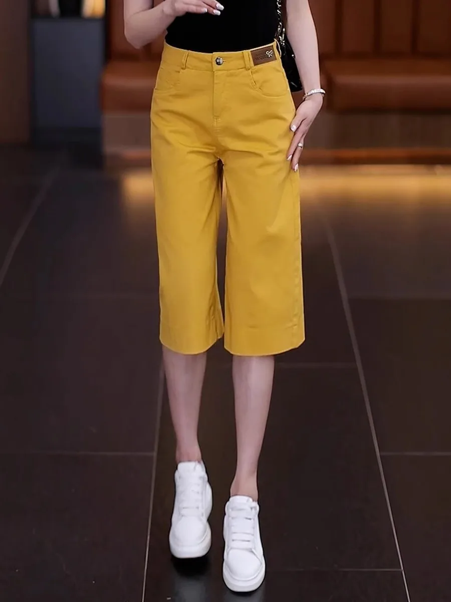 Khaki Straight Leg Pants Women's Summer 2025 New High Waist Loose Slimming Thin Casual Wide Leg Seven-Foot Pants