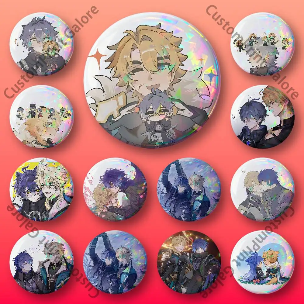 

Varka Flins Varflins Customizable Badge Tinplate Brooch Laser Film Lapel Pin for Decoration Party Small Gifts