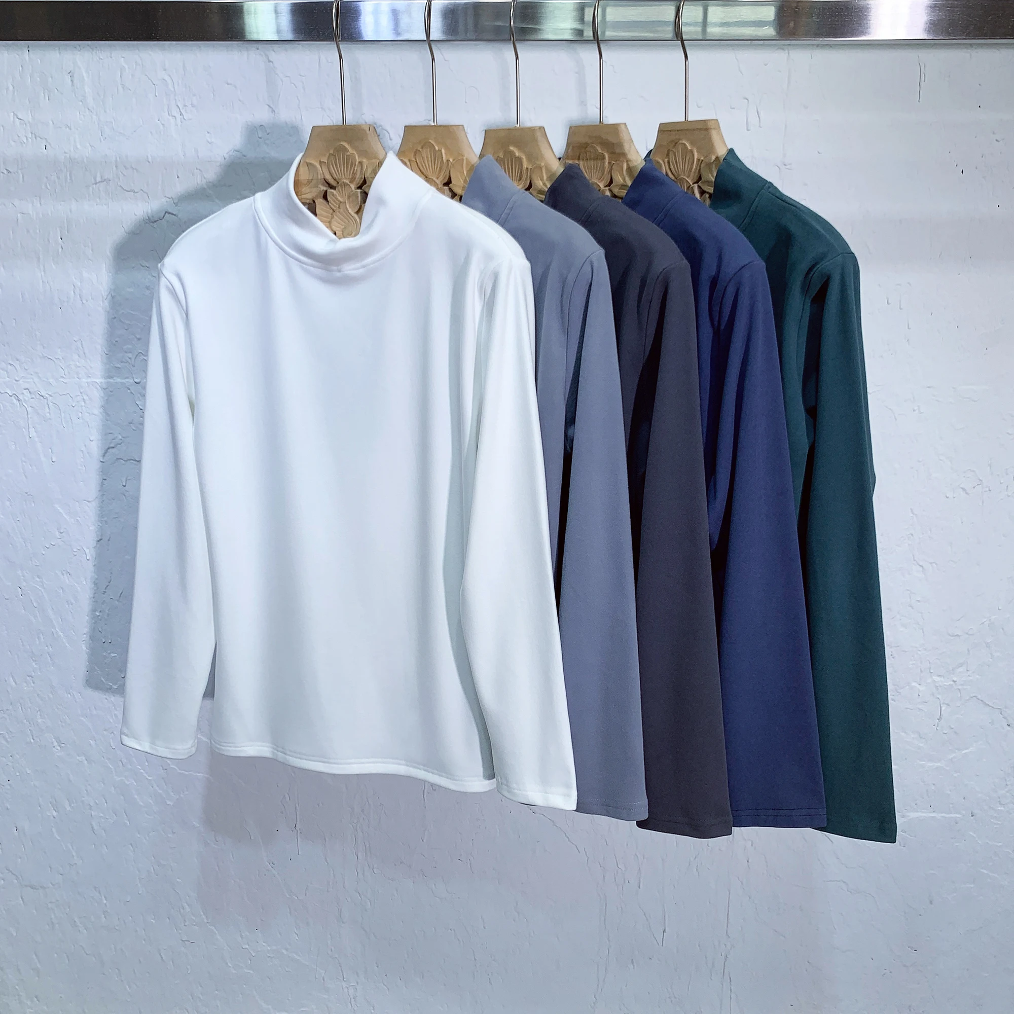 

Модный корейский мужской вязаный свитер с высоким воротником, на флисовой подкладке, приталенный, базовый слой, повседневная осенняя одежда