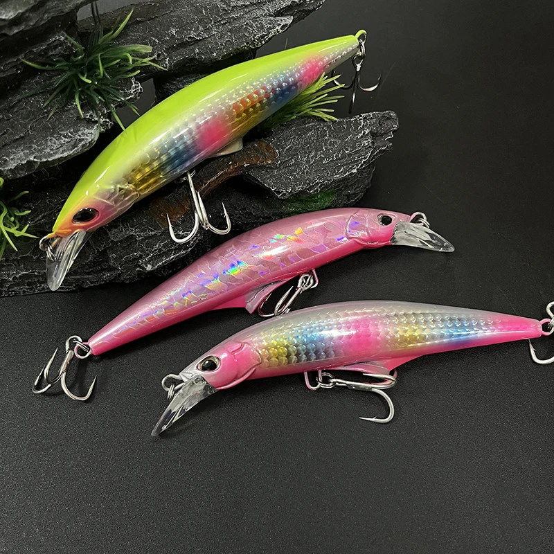 Señuelos de Pesca de pececillo que se hunden, cebo duro Artificial de fundición larga de 120mm y 45g, Wobblers de trucha de agua salada para Lucio