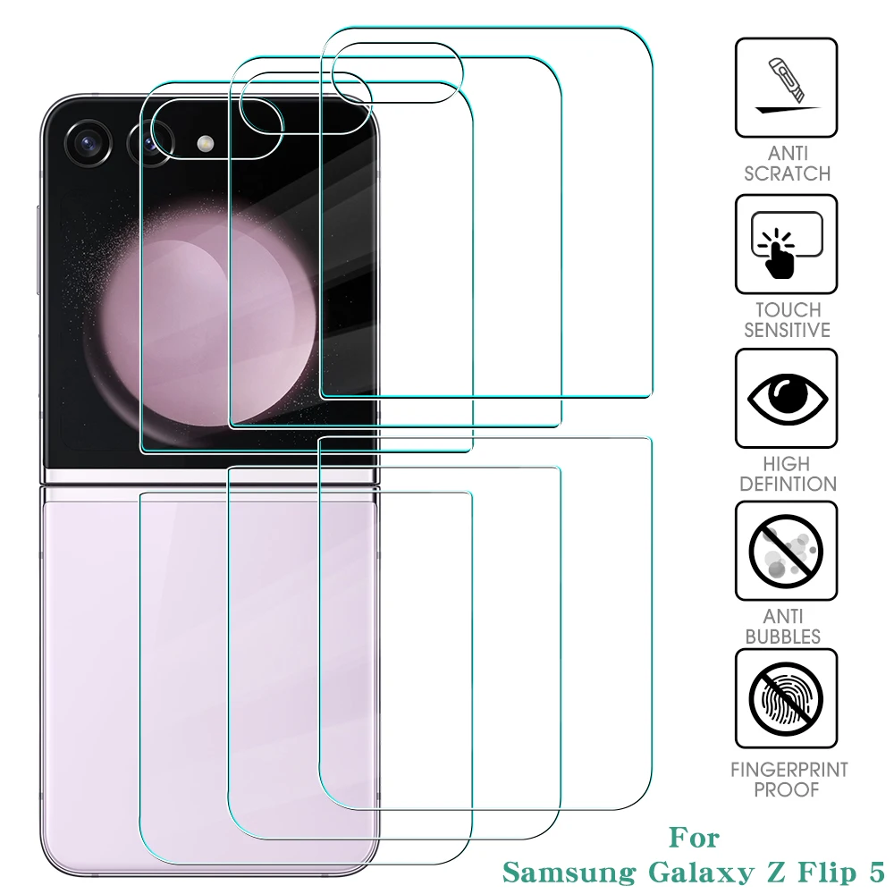 Full Cover Front Back Screen Protector For Samsung Galaxy Z Flip 5 Fllip5 5G HD Clear Tempered Glass Films ZFlip5 Accessories