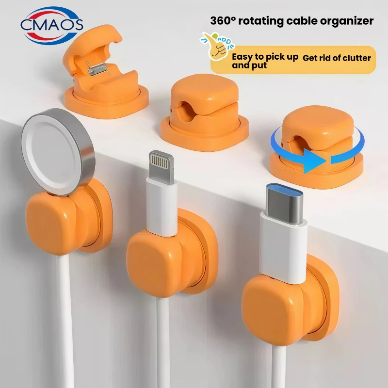 3-Pack Rotatable Desktop Cable Organizer Spring-Loaded Charging Cord Management Holder Cord Clip for Neat Desk Organization