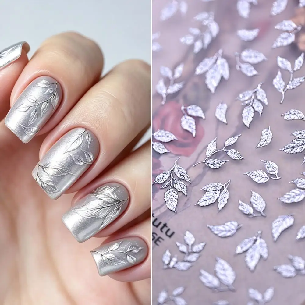 Seasonal Nail Design Fall Themed 5D Embossed Gold Maple Leaf Nail Decals Self Adhesive Delicate Manicure Accessories