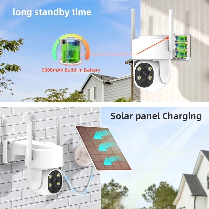 Home Wireless Outdoor Full HD 4MP Wifi Solar Power Camera NVR Kit Security Camera System With Solar Panel