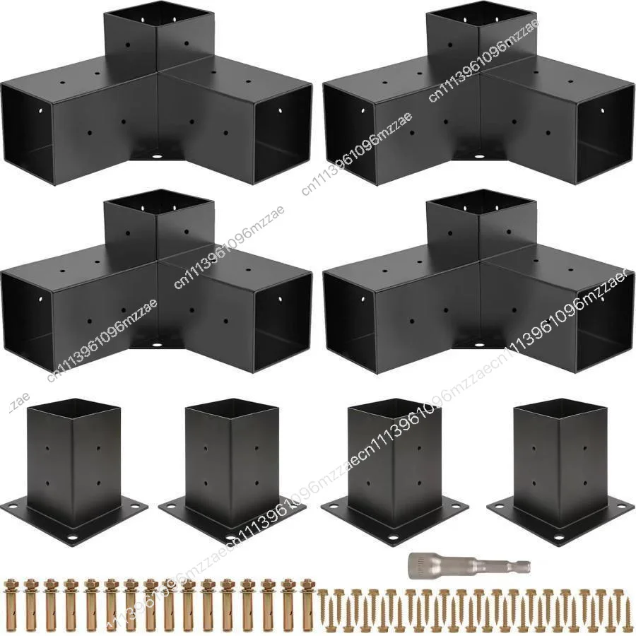 

Black Coated Pergola Bracket Post Shoulder Base Pergola Steel Bracket Kit