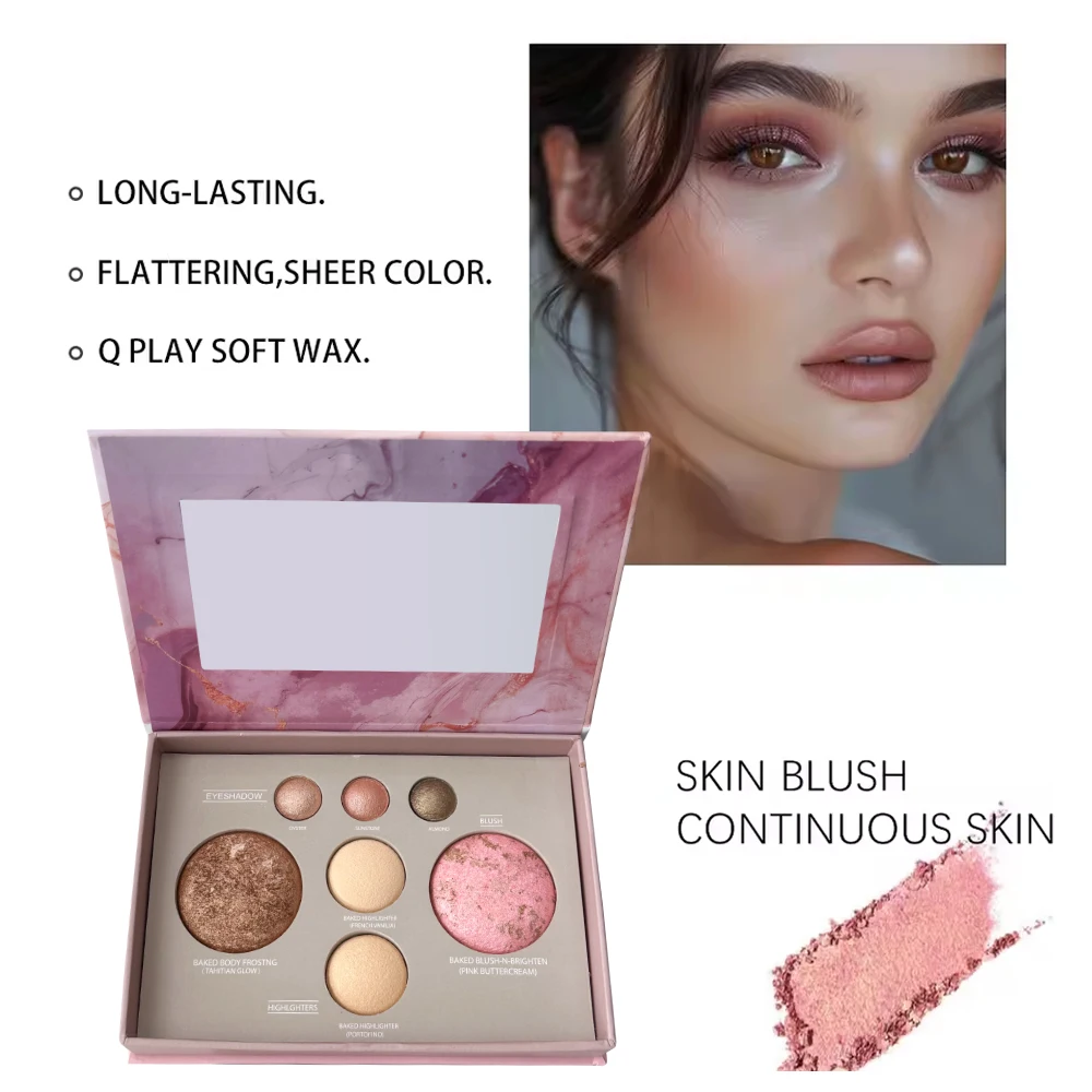 Multi-functional portable makeup palette, 7-color eyeshadow, contour, blush, highlighter all in one palette, easy to apply