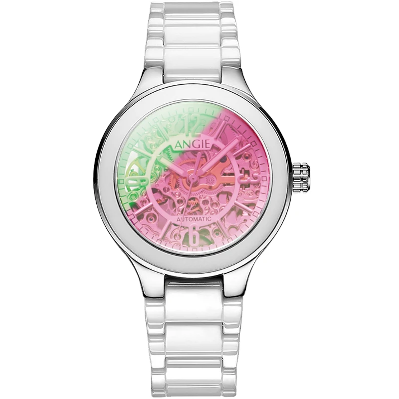 ساعة ميكانيكية فاخرة جديدة للسيدات للنساء بسيطة من الفولاذ المقاوم للصدأ ساعات أوتوماتيكية للنساء للأعمال قابلة للطي فتاة Reloj Hommer