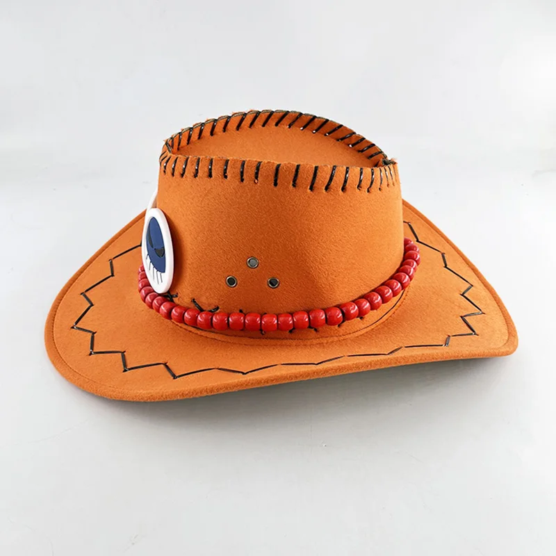 Halloween Headwear Orange Decor Hat Cosplay Anime Portgas D Ace Hats Cowboy Cap Boys Girls Halloween Gift