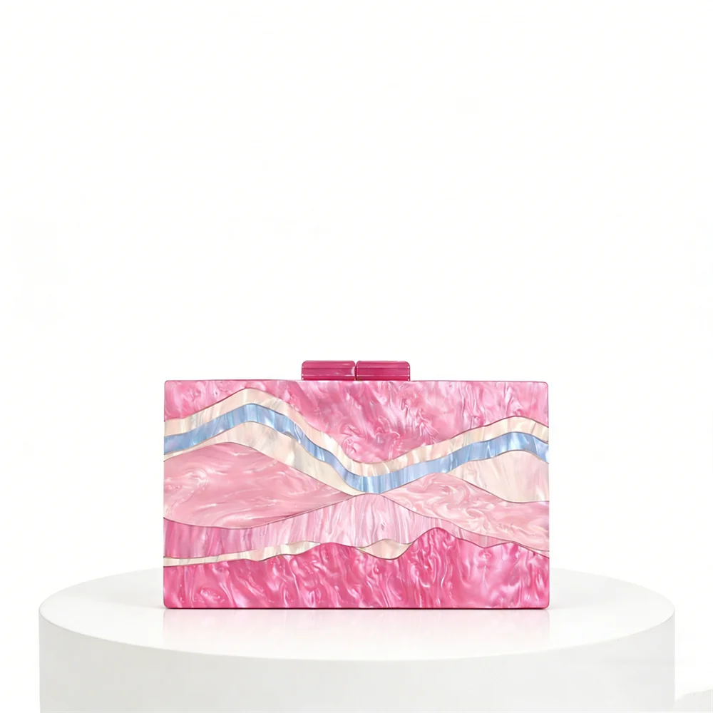 

Жемчужные полосатые красочные волнистые акриловые коробки, вечерние сумки, женские уникальные кошельки и сумки, женские сумки с клапаном для свадебной вечеринки