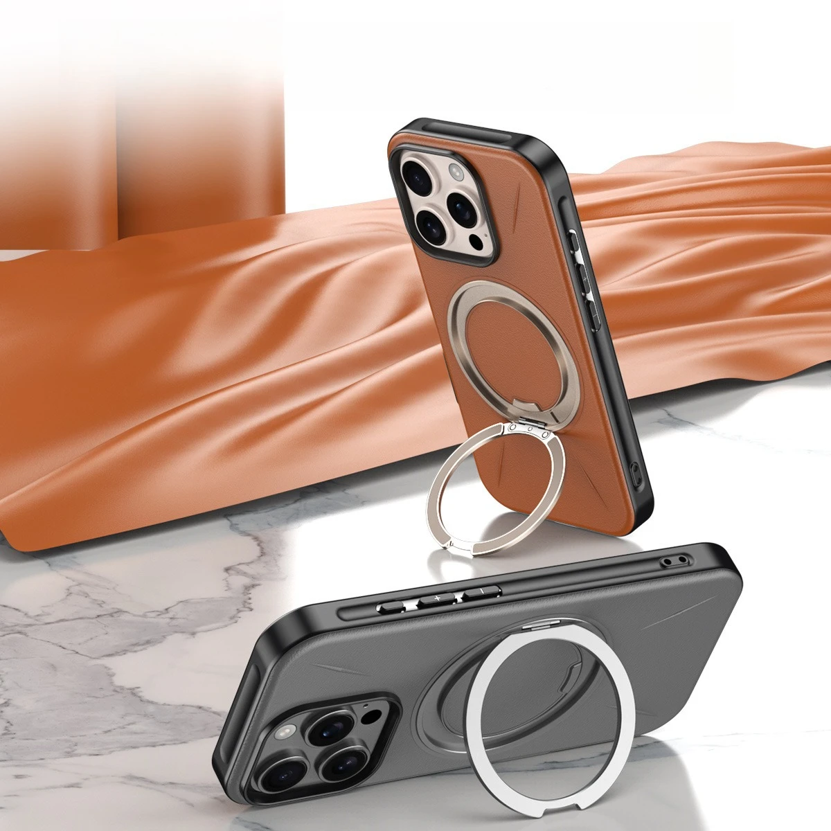 

Подходит для Apple 17promax, кожаный магнитный вращающийся держатель для передач, чехол для телефона, трансграничный, 16, демпфирование кожи