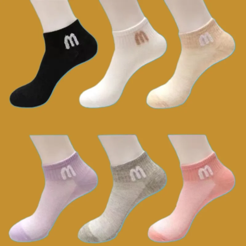 

6/12 Pairs Non-slip All-match Socks Sports All-match Student Japanese Summer Thin Socks Sweat-absorbent Breathable Mesh Socks