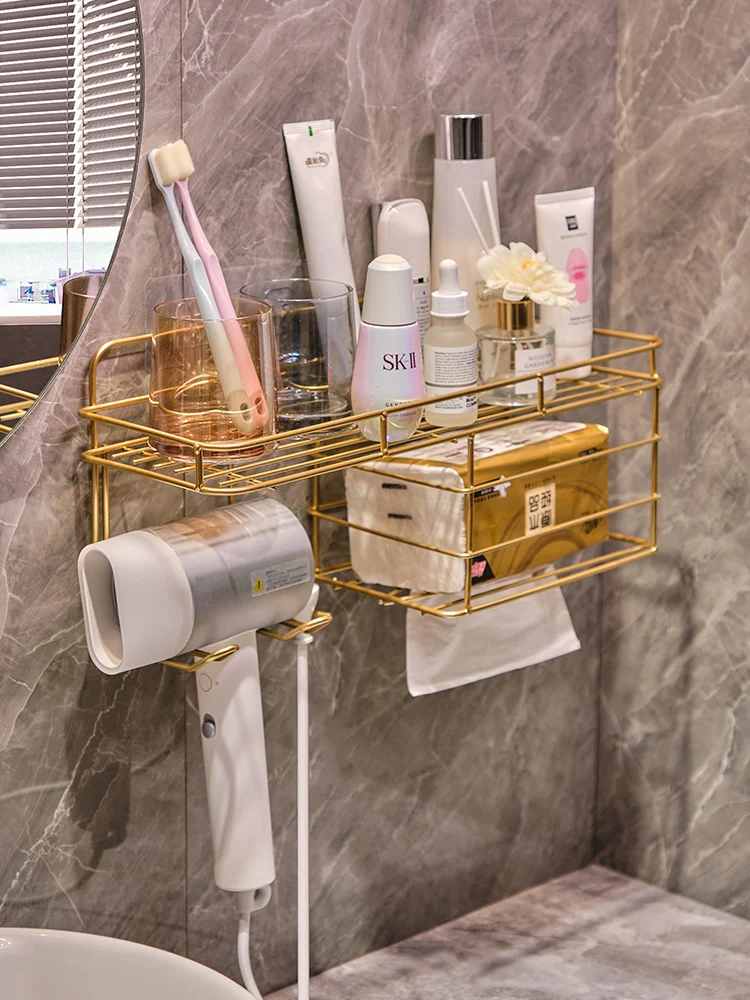 Hair dryer storage rack, toilet washstand, non-punched storage toilet, bathroom stand, toilet shelf wall mounting