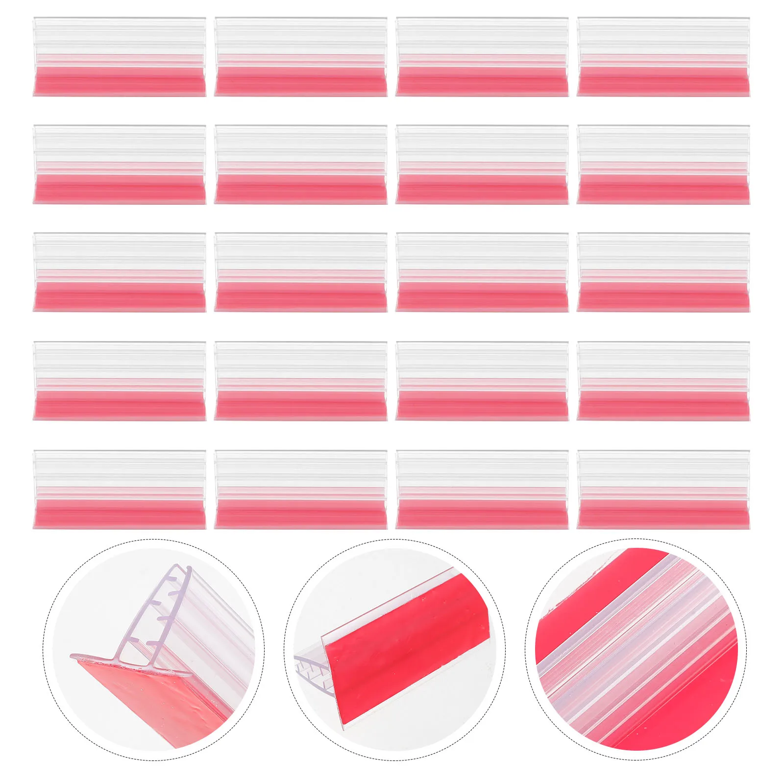 

20pcs Pvc Label Holders Transparent Shelf Sign Stands For Price Tags Displays Retail Store Sneeze Guard Table Top Display Stand