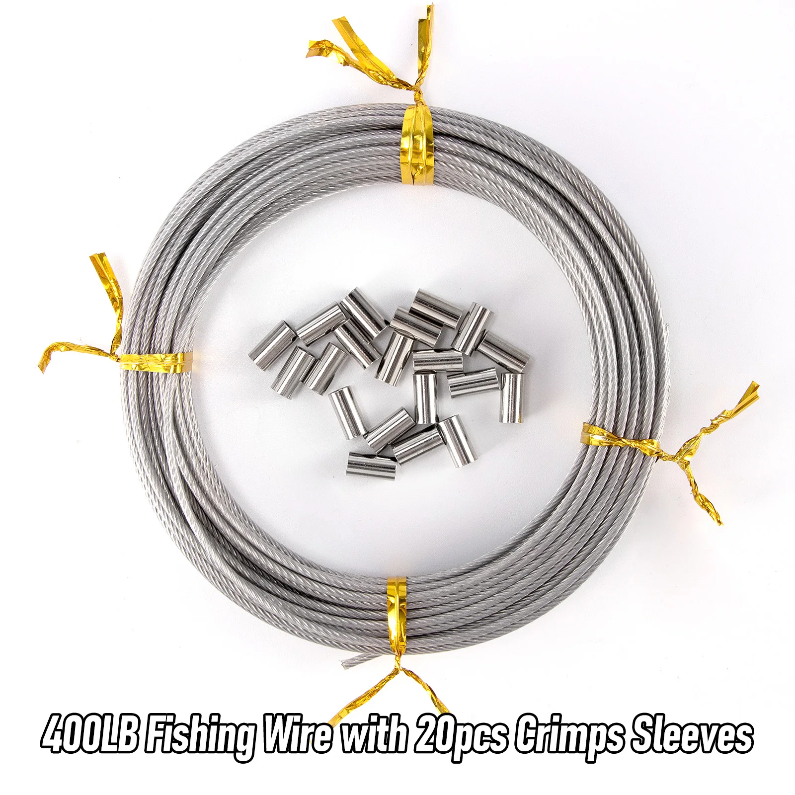 Angeldrahtvorfach mit 20 Crimps-Hülsen, Edelstahl-Vorfachschnur für Hecht, Billfish, Bluefish, Muskie, Wahoo Freshwater – Detail 19