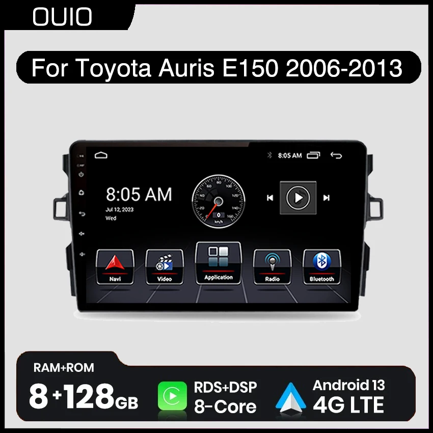 

2DIN Android 13 radio For Toyota Auris E150 2006 2007 2008 - 2013 Car stereo Multimedia Player Carplay Auto GPS Navigation