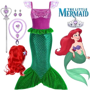 Filles Cosplay Disney petite sirène Ariel bal princesse Costumes enfants été tenue décontractée Halloween fête d'anniversaire habiller 2024