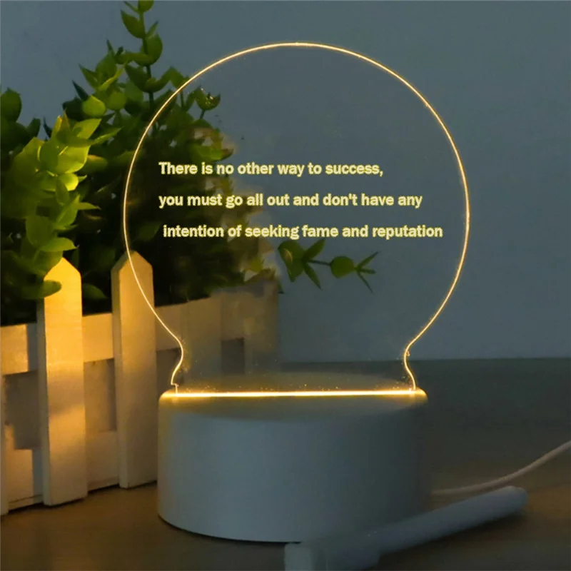 ABZL Tablero marcador acrílico brillante Tablero de borrado en seco acrílico iluminado por LED alimentado por USB