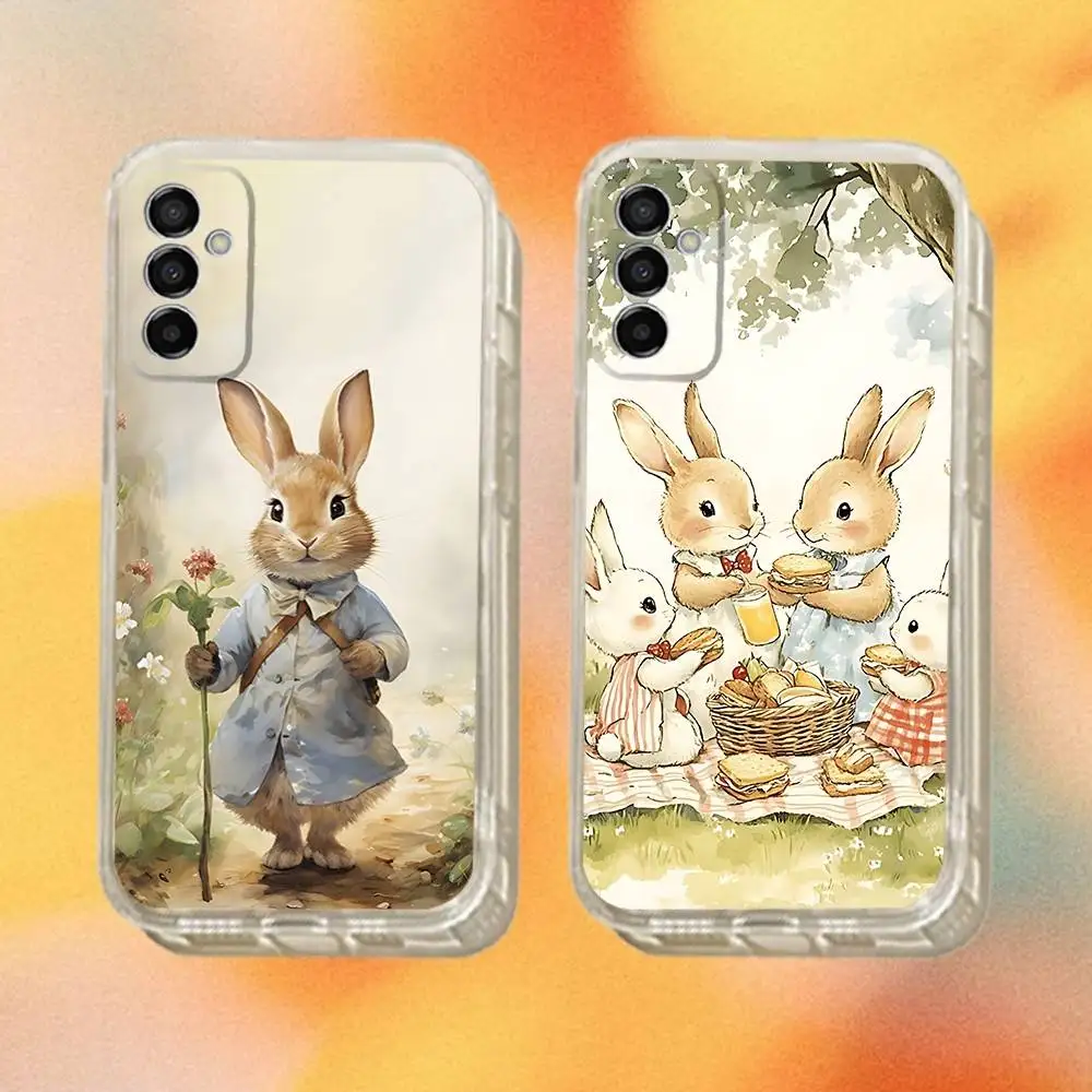 

Cute P-Peter Rabbits Phone Case For Samsung S24,30,21,22,23,20 FE,lite,PIus,Ultra,5G,Note,9,10 Transparent Cover