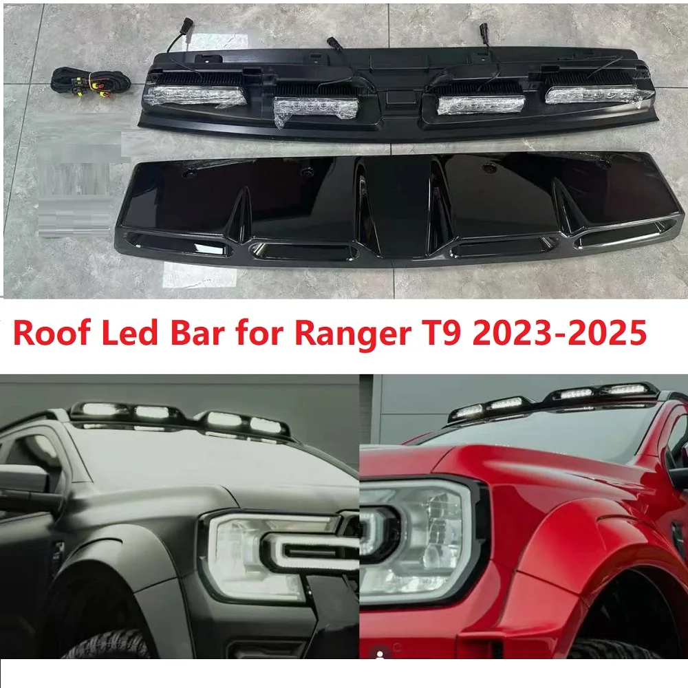 

Поп-матовые черные светодиодные фонари на крыше для Ford Ranger Wildtrack Xl Xlt T9 2024 2025 2026, светодиодные фонари на крыше, аксессуары