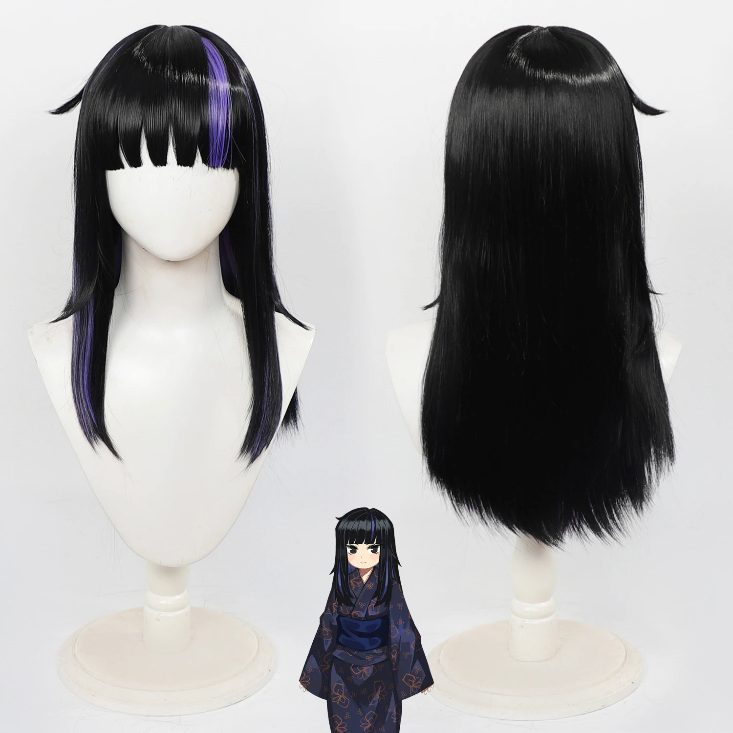 Limbus Company Cospaly Wig‌ Araya Anime Wig Long Black Anime Cospaly Wig Straight Roleplay Synthetic Wig for COS Halloween Party