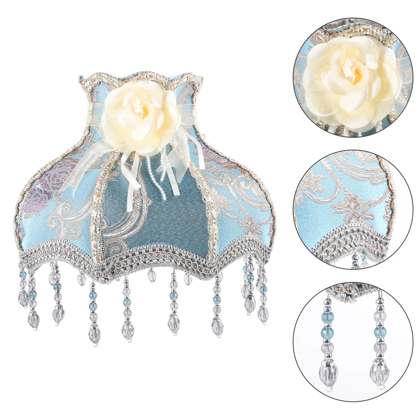 

Romantic Lace Lampshade Elegant European Style Fringe Tassel Lamp Shade For Table Floor Lamp Vintage Fabric Scallop Lampshades