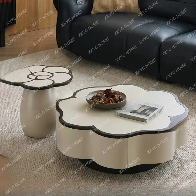 

Light luxury high-end coffee table living room household petal art special-shaped small coffee table