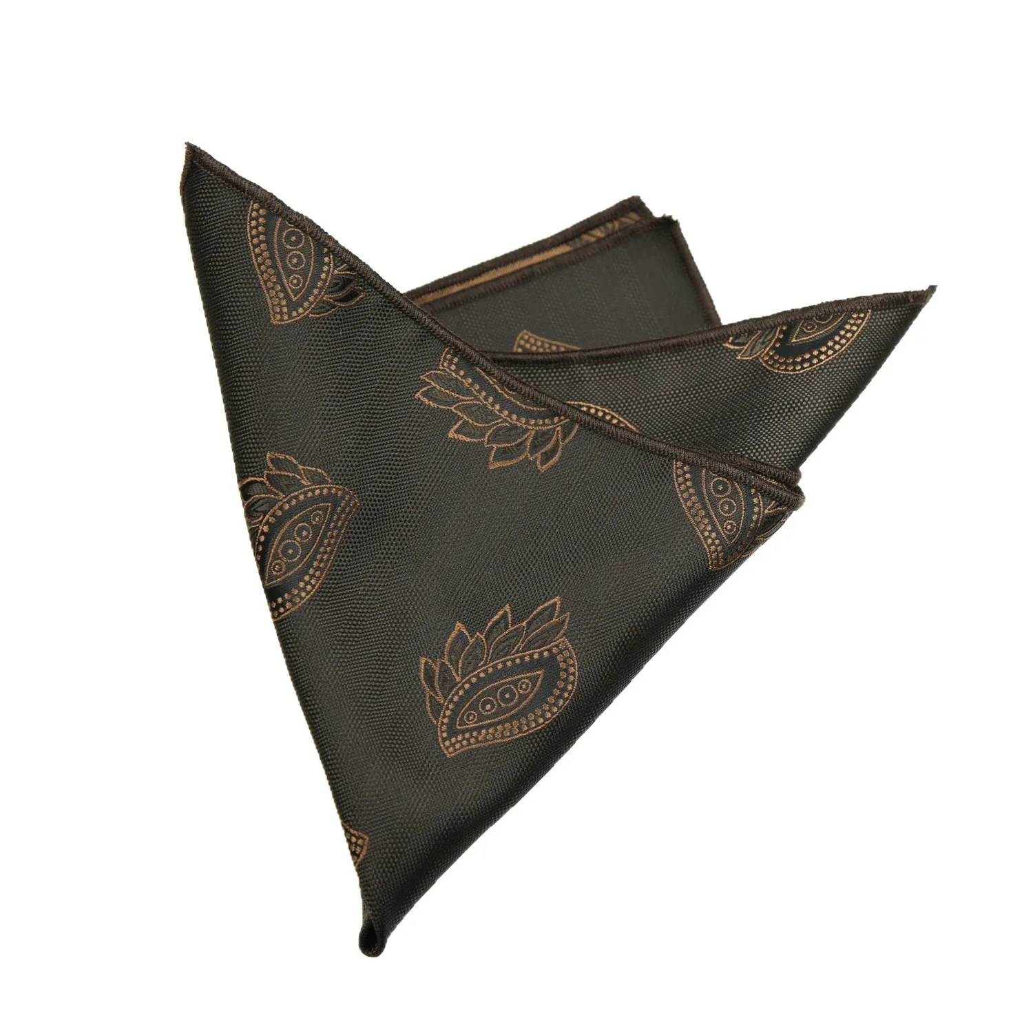 Lenço de Bolso Masculino de Luxo 23cm em Poliéster, Estampa Paisley Marrom Colorida, Acessório para Ternos de Noivo e Casamento - Moda 2026