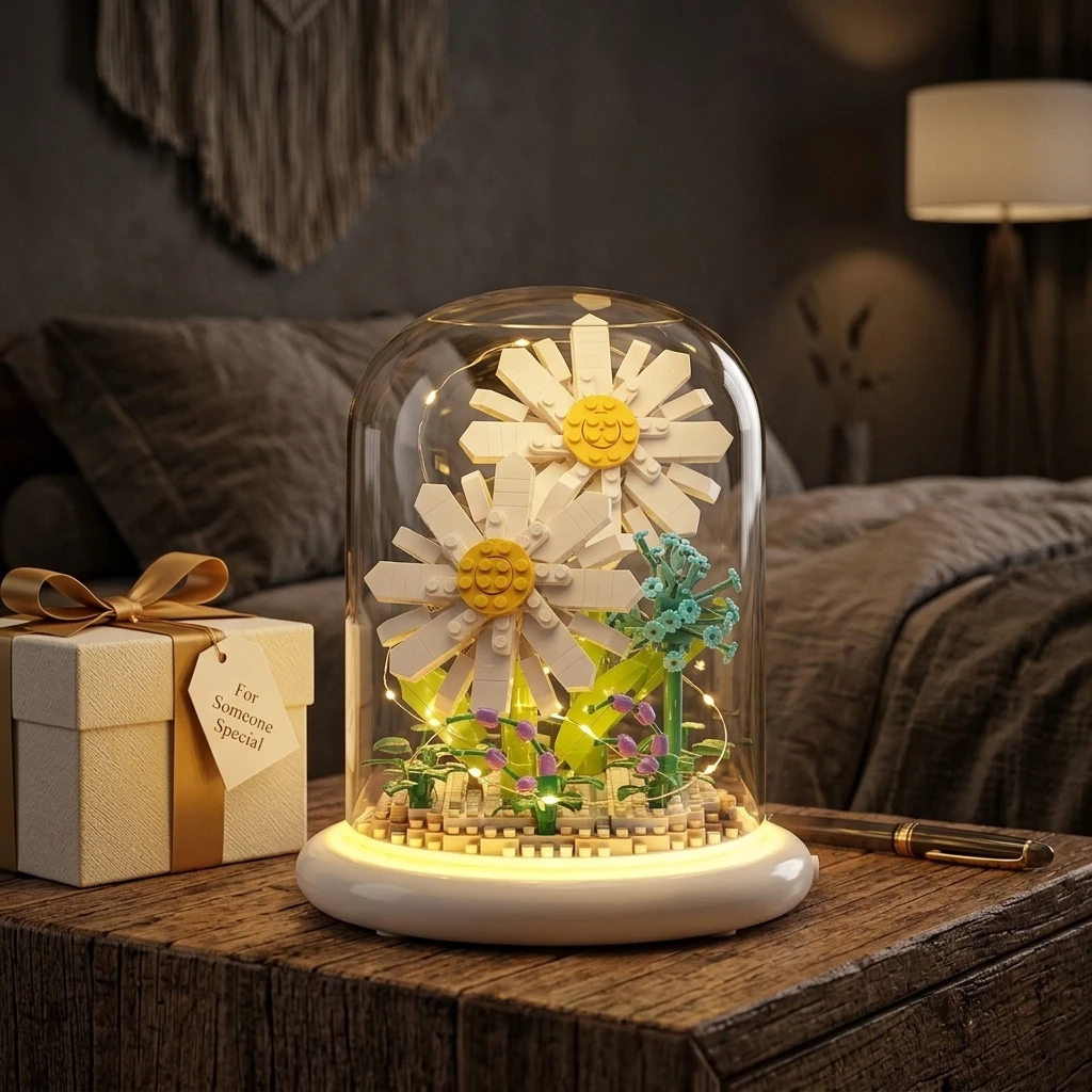 Home Decor Daisy - ช่อดอกเดซี่ขนาดเล็กพรีเมียม 818 บลูม พร้อมไฟ LED คุณภาพสูง