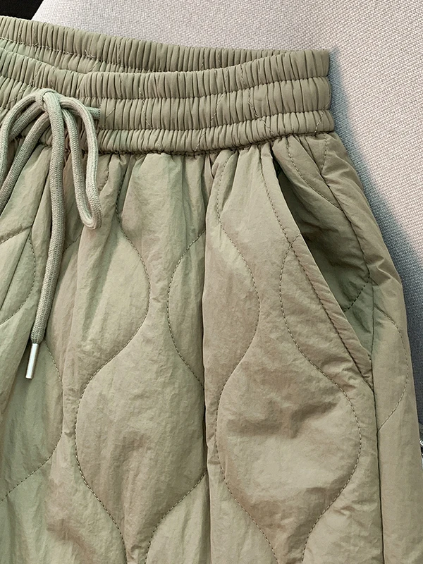 Pantaloni a gamba dritta in cotone caldo Thiened Pantaloni casual larghi a vita alta sfilacciati Dstring da donna Inverno 2025 Faion